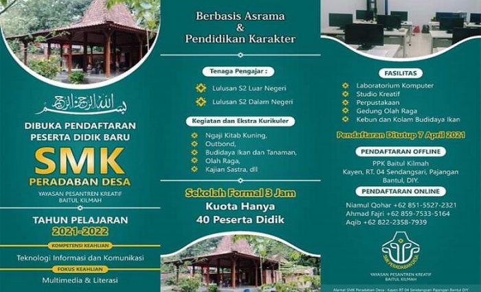 PPDB SMK Peradaban Desa Bantul Yogyakarta
