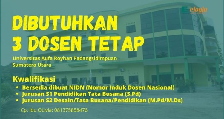 Loker Dosen Aufa Royhan Padangsidimpuan Sumatera Utara - ejogja ID