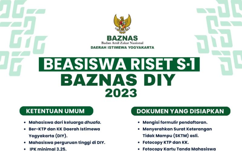 Beasiswa Riset S1 Baznas DIY 2023
