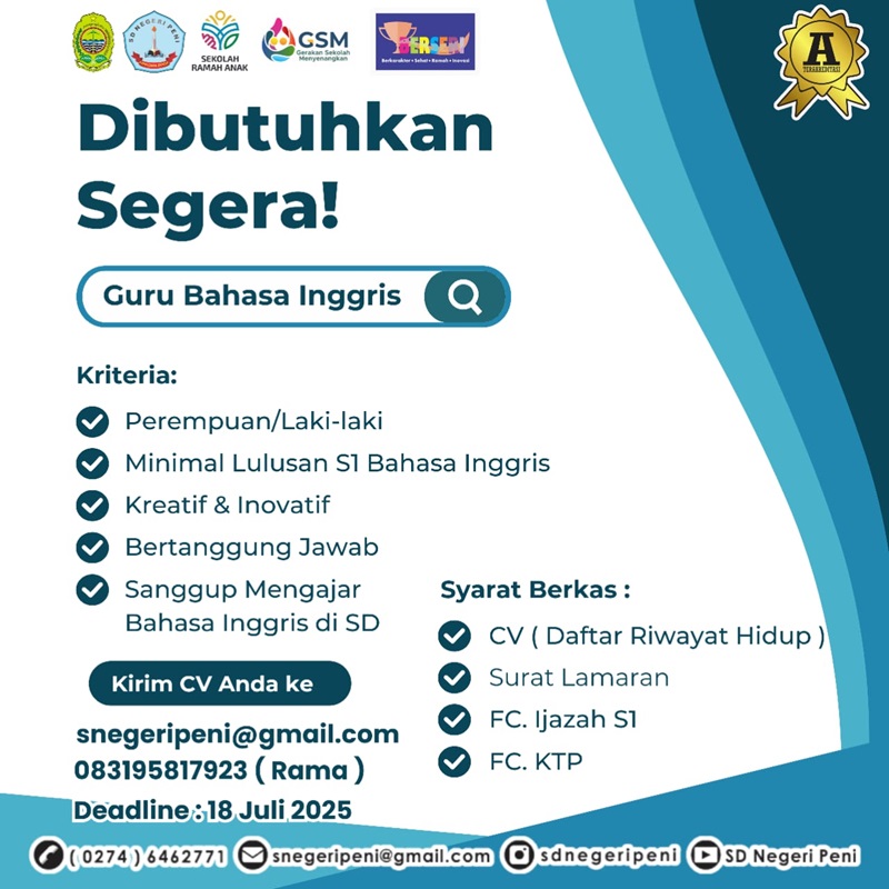 Terbaru! Loker Guru Bahasa Inggris