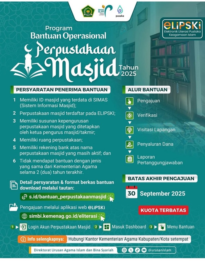 Kementerian Agama Luncurkan Program Bantuan Operasional Perpustakaan Masjid Tahun 2025