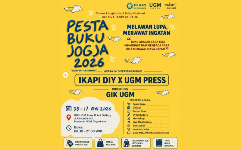 Pesta Buku Jogja 2026 Resmi Dibuka, GIK UGM Jadi Pusat Literasi dan Kreativitas
