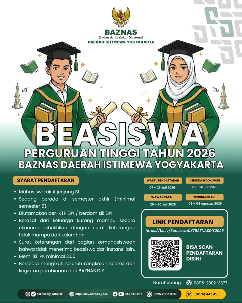 Beasiswa S1 Baznas DIY Tahun 2026